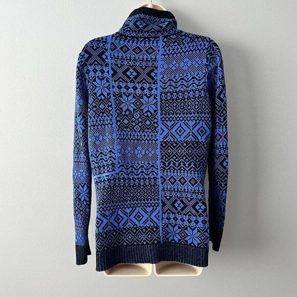 Woolrich Fair Isle Style Mock Neck 100% Cotton Sweater Size L - Picture 4 of 8